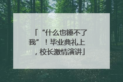 “什么也锤不了我”！毕业典礼上，校长激情演讲