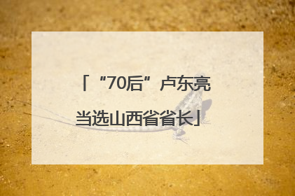 “70后”卢东亮当选山西省省长