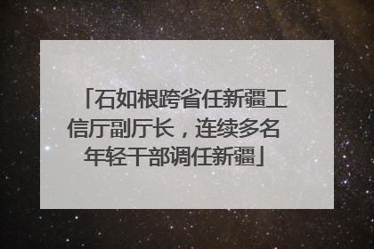 石如根跨省任新疆工信厅副厅长，连续多名年轻干部调任新疆