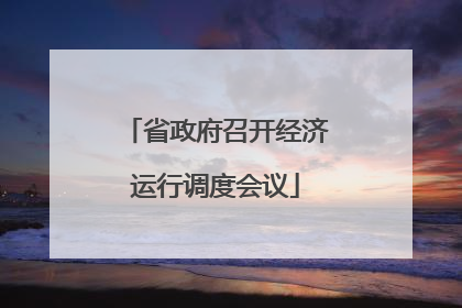 省政府召开经济运行调度会议