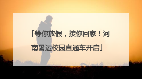 等你放假，接你回家！河南暑运校园直通车开启