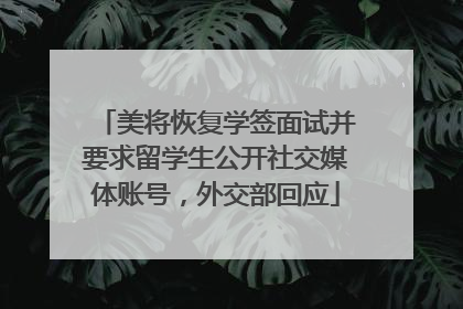 美将恢复学签面试并要求留学生公开社交媒体账号，外交部回应