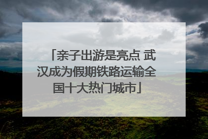 亲子出游是亮点 武汉成为假期铁路运输全国十大热门城市