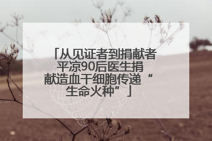从见证者到捐献者 平凉90后医生捐献造血干细胞传递“生命火种”
