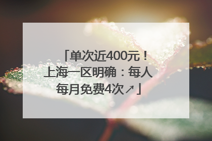 单次近400元！上海一区明确：每人每月免费4次↗