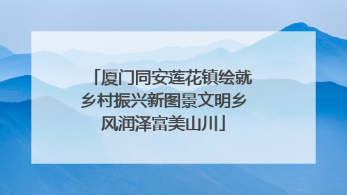 厦门同安莲花镇绘就乡村振兴新图景文明乡风润泽富美山川
