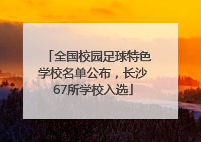 全国校园足球特色学校名单公布，长沙67所学校入选