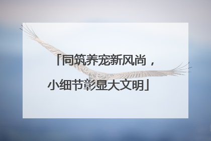 同筑养宠新风尚，小细节彰显大文明