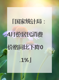 国家统计局：4月份居民消费价格同比下降0.1%