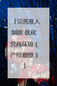 完善准入制度 优化营商环境（产经观察）