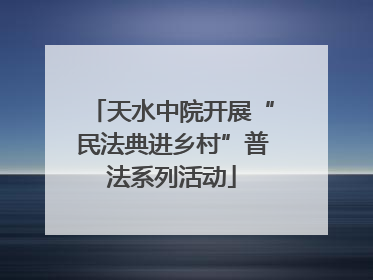 天水中院开展“民法典进乡村”普法系列活动