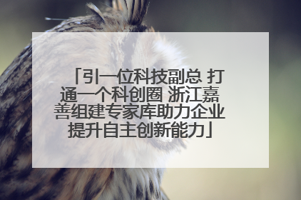 引一位科技副总 打通一个科创圈 浙江嘉善组建专家库助力企业提升自主创新能力