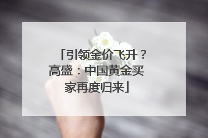 引领金价飞升？高盛：中国黄金买家再度归来