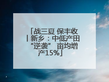 战三夏 保丰收丨新乡：中低产田“逆袭” 亩均增产15%