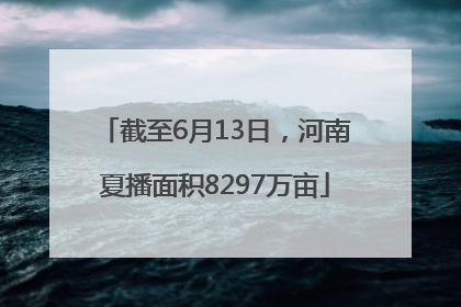 截至6月13日，河南夏播面积8297万亩