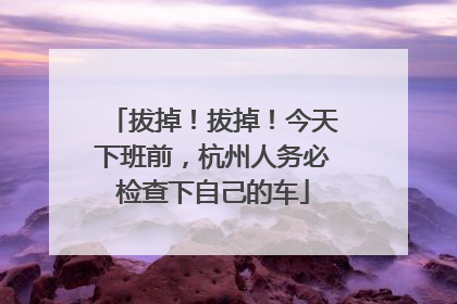 拔掉！拔掉！今天下班前，杭州人务必检查下自己的车