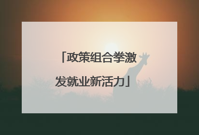 政策组合拳激发就业新活力