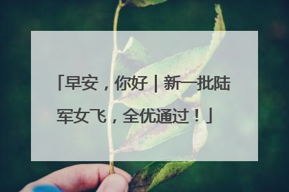 早安，你好｜新一批陆军女飞，全优通过！