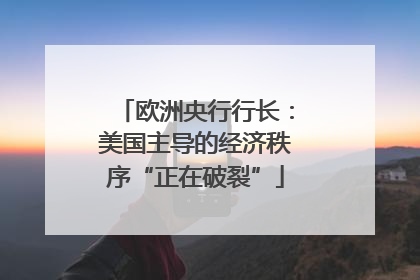 欧洲央行行长：美国主导的经济秩序“正在破裂”