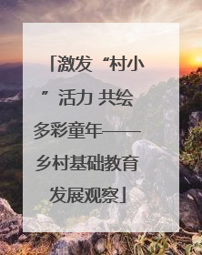 激发“村小”活力 共绘多彩童年——乡村基础教育发展观察