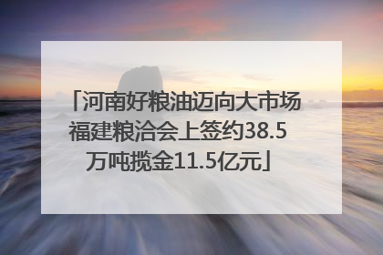 河南好粮油迈向大市场 福建粮洽会上签约38.5万吨揽金11.5亿元