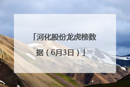 河化股份龙虎榜数据（6月3日）