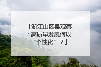 浙江山区县观察：高质量发展何以“个性化”？