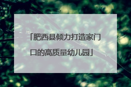 肥西县倾力打造家门口的高质量幼儿园