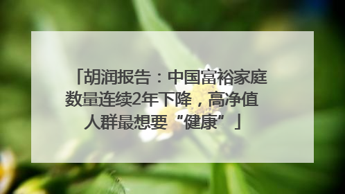 胡润报告：中国富裕家庭数量连续2年下降，高净值人群最想要“健康”