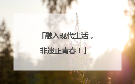 融入现代生活，非遗正青春！