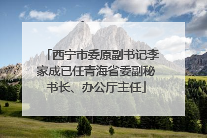 西宁市委原副书记李家成已任青海省委副秘书长、办公厅主任