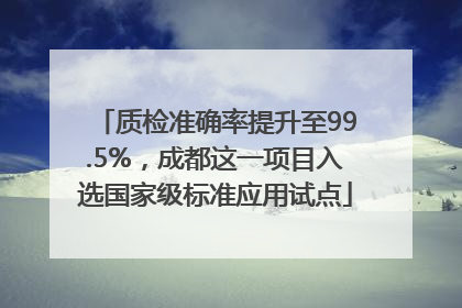 质检准确率提升至99.5%，成都这一项目入选国家级标准应用试点
