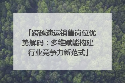 跨越速运销售岗位优势解码：多维赋能构建行业竞争力新范式