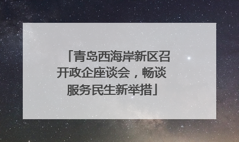 青岛西海岸新区召开政企座谈会，畅谈服务民生新举措