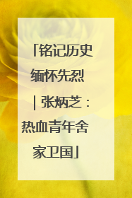 铭记历史 缅怀先烈｜张炳芝：热血青年舍家卫国