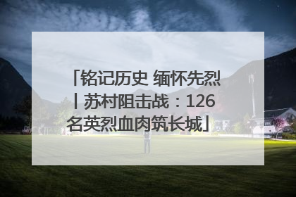 铭记历史 缅怀先烈丨苏村阻击战：126名英烈血肉筑长城