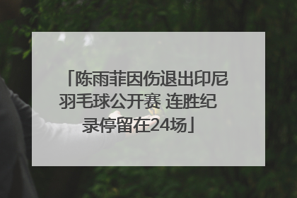 陈雨菲因伤退出印尼羽毛球公开赛 连胜纪录停留在24场