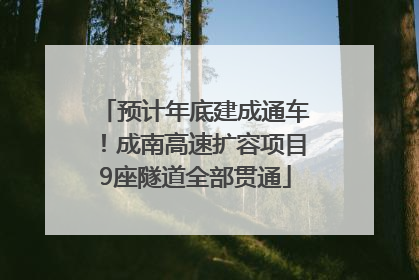 预计年底建成通车！成南高速扩容项目9座隧道全部贯通