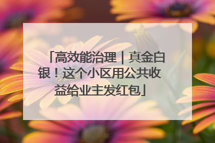 高效能治理｜真金白银！这个小区用公共收益给业主发红包