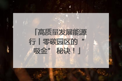 高质量发展能源行丨零碳园区的“吸金” 秘诀！