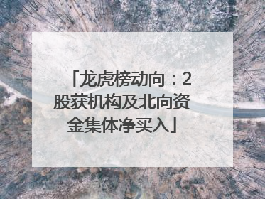 龙虎榜动向：2股获机构及北向资金集体净买入